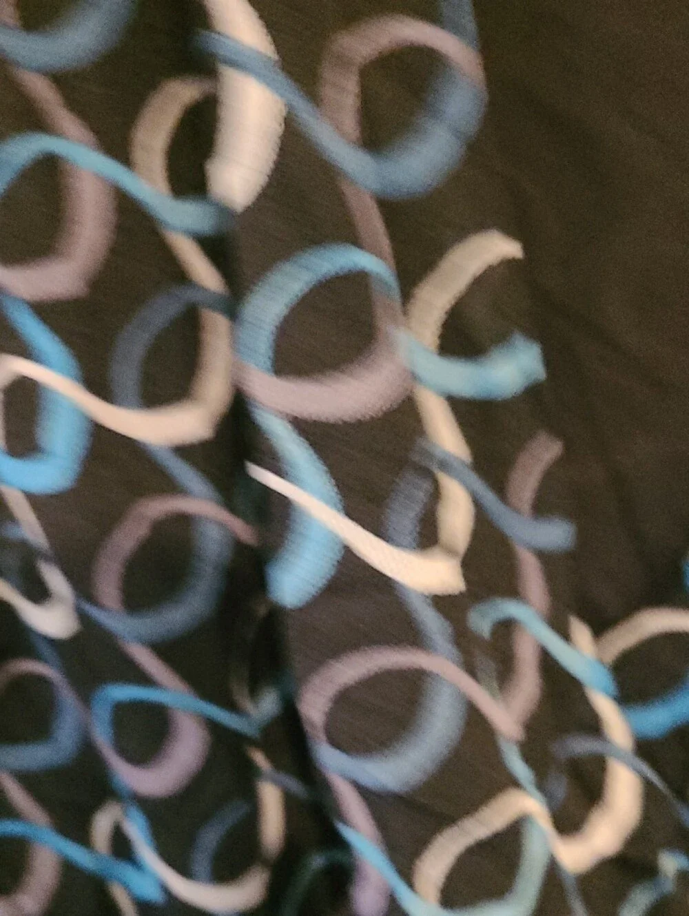 Worthington Black Long-Sleeve Wrap Top with Blue & Gray Ring Print